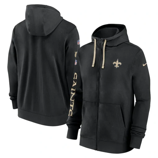 New Orleans Saints Nike 2024 Sideline Club Full-Zip Hoodie – Black