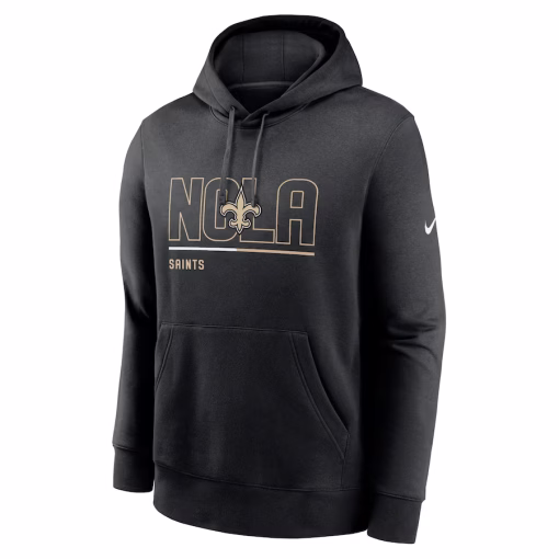 New Orleans Saints Nike City Code Club Fleece Pullover Hoodie – Black - Image 2
