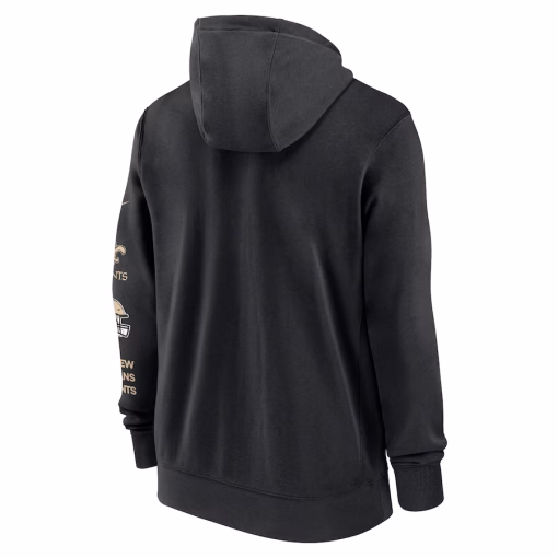 New Orleans Saints Nike Club Full-Zip Hoodie Jacket – Black - Image 3