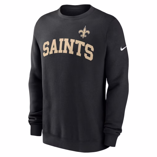 New Orleans Saints Nike Club Pullover Sweatshirt – Black - Image 2