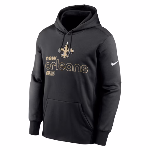 New Orleans Saints Nike Performance Pullover Hoodie – Black - Image 2