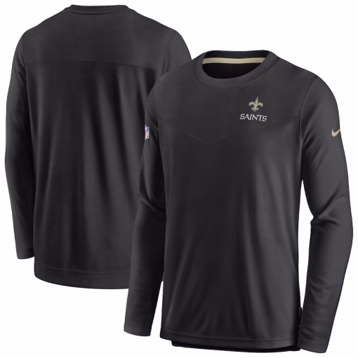 New Orleans Saints Nike Sideline Lockup Performance Pullover Sweatshirt – Black