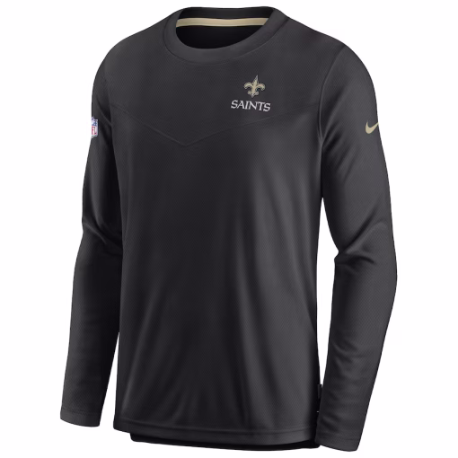 New Orleans Saints Nike Sideline Lockup Performance Pullover Sweatshirt – Black - Image 2