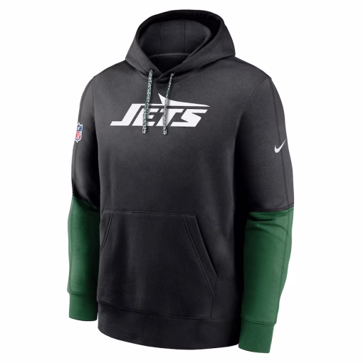 New York Jets Nike 2024 Sideline Club Pullover Hoodie – Black - Image 3