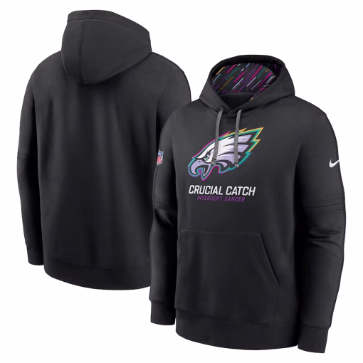 Men’s Philadelphia Eagles Nike Black 2024 NFL Crucial Catch Club Pullover Hoodie