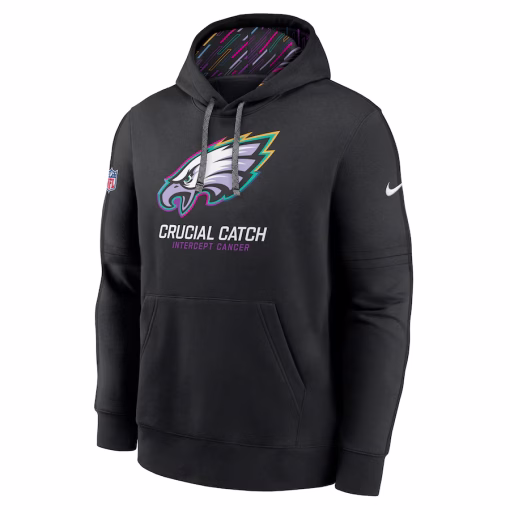 Men’s Philadelphia Eagles Nike Black 2024 NFL Crucial Catch Club Pullover Hoodie - Image 2