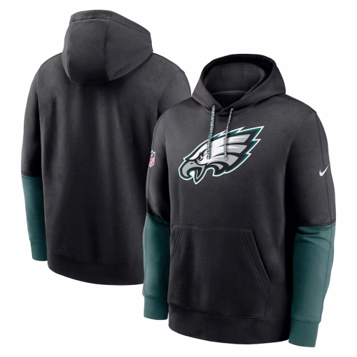 Men’s Philadelphia Eagles Nike Black 2024 Sideline Club Pullover Hoodie