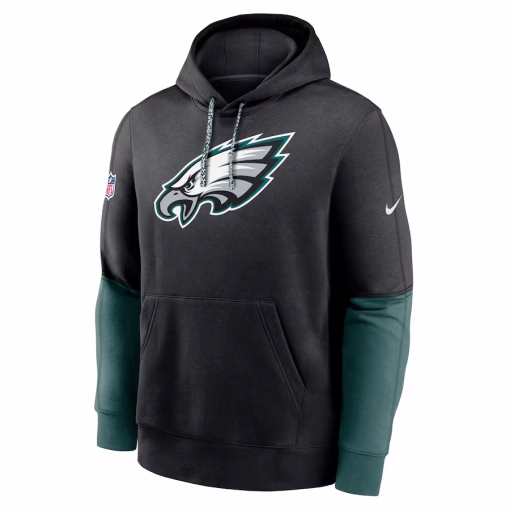 Men’s Philadelphia Eagles Nike Black 2024 Sideline Club Pullover Hoodie - Image 2