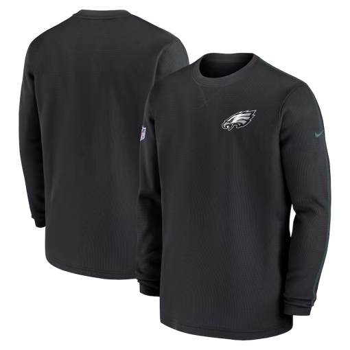 Men’s Philadelphia Eagles Nike Black 2024 Sideline Coaches Long Sleeve Top