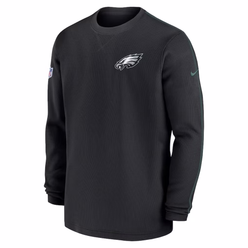 Men’s Philadelphia Eagles Nike Black 2024 Sideline Coaches Long Sleeve Top - Image 2