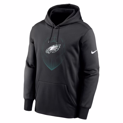 Men’s Philadelphia Eagles Nike Black Icon Performance Pullover Hoodie - Image 2