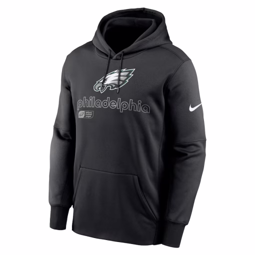 Men’s Philadelphia Eagles Nike Black Performance Pullover Hoodie - Image 2
