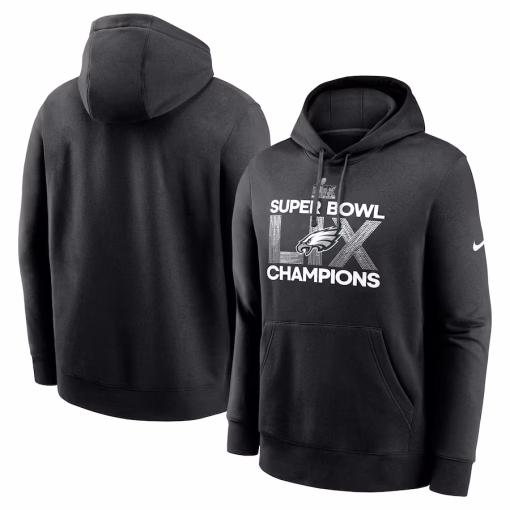 Philadelphia Eagles Nike Super Bowl LIX Champions Supplemental Pullover Hoodie – Black