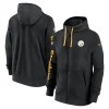 Men’s Pittsburgh Steelers Nike Black 2024 Sideline Club Full-Zip Hoodie