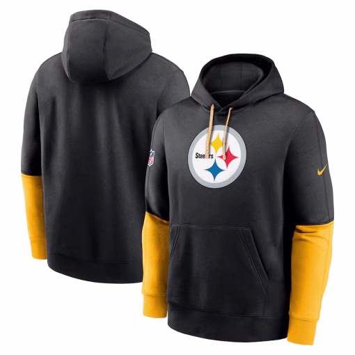 Men’s Pittsburgh Steelers Nike Black 2024 Sideline Club Pullover Hoodie