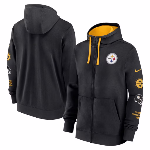 Men’s Pittsburgh Steelers Nike Black Club Full-Zip Hoodie Jacket