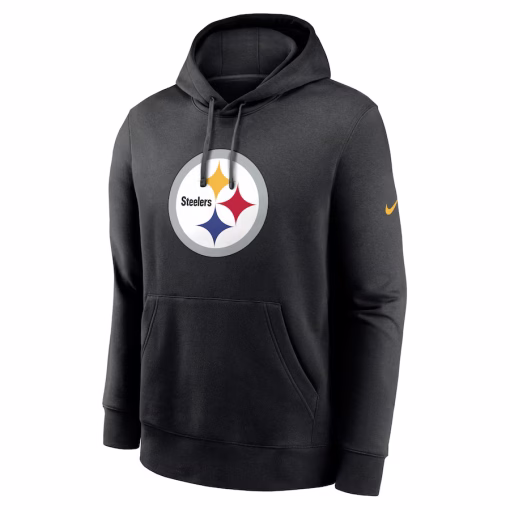 Men’s Pittsburgh Steelers Nike Black Club Logo Pullover Hoodie - Image 2