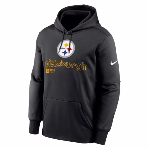 Men’s Pittsburgh Steelers Nike Black Performance Pullover Hoodie - Image 2
