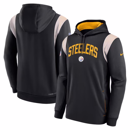 Men’s Pittsburgh Steelers Nike Black Sideline Athletic Stack Performance Pullover Hoodie