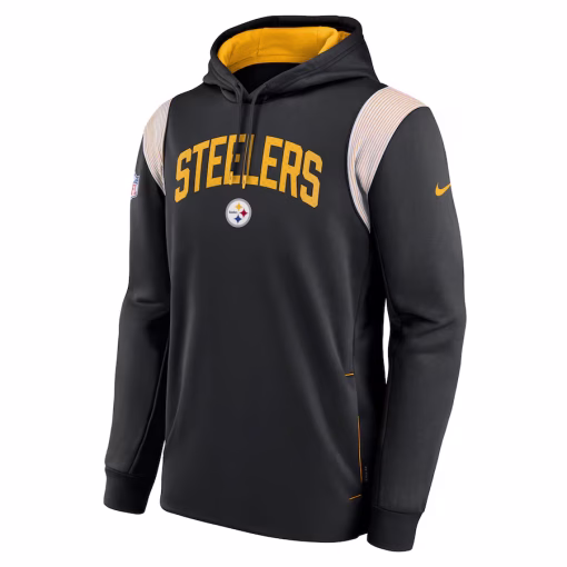 Men’s Pittsburgh Steelers Nike Black Sideline Athletic Stack Performance Pullover Hoodie - Image 2