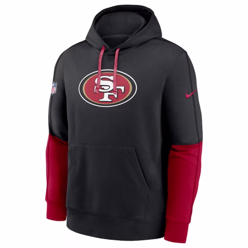 San Francisco 49ers Nike 2024 Sideline Club Pullover Hoodie – Black - Image 2