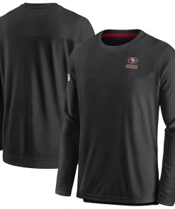 San Francisco 49ers Nike Sideline Lockup Performance Pullover Sweatshirt – Black