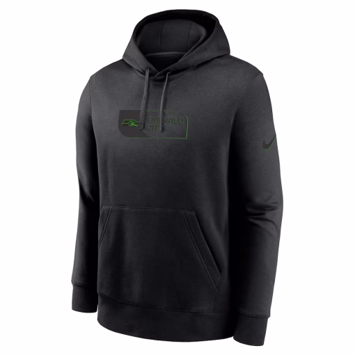 Seattle Seahawks Nike Edge French Terry Club Pullover Hoodie – Black - Image 2