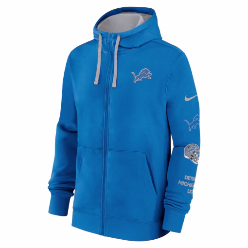 Detroit Lions Nike Club Full-Zip Hoodie Jacket – Blue - Image 2