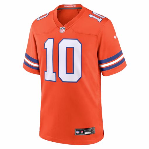 Bo Nix Denver Broncos Nike Mile High Collection 1977 Throwback Player Game Jersey – Orange - Image 2