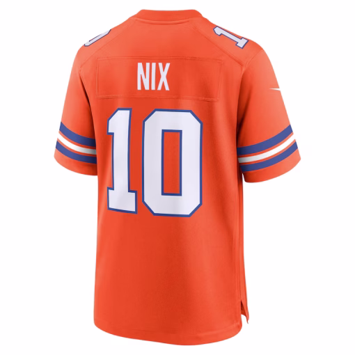 Bo Nix Denver Broncos Nike Mile High Collection 1977 Throwback Player Game Jersey – Orange - Image 3