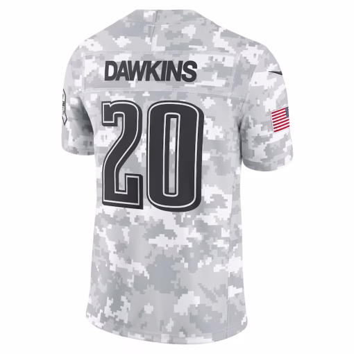 Men’s Philadelphia Eagles Brian Dawkins Nike Arctic Camo 2024 Salute to Service Retired Player Limited Jersey - Image 3