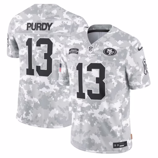 Brock Purdy San Francisco 49ers Nike 2024 Salute to Service Limited Jersey – Arctic Camo