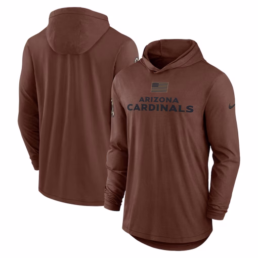 Men’s Nike Brown Arizona Cardinals Salute To Service Lightweight Long Sleeve Hoodie T-Shirt