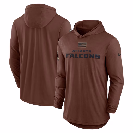 Men’s Nike Brown Atlanta Falcons Salute To Service Lightweight Long Sleeve Hoodie T-Shirt