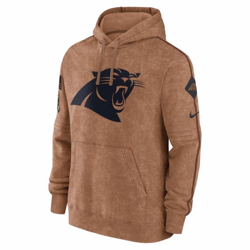 Men’s Nike Brown Carolina Panthers Salute To Service Club Pullover Hoodie - Image 2