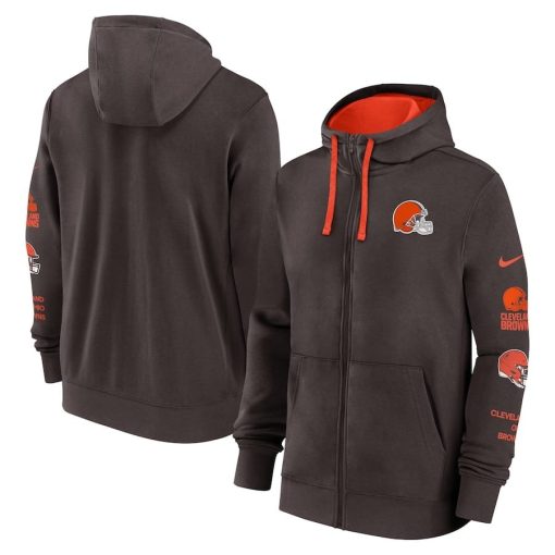 Cleveland Browns Nike Club Full-Zip Hoodie Jacket – Brown
