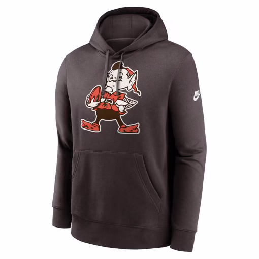 Cleveland Browns Nike Rewind Club Logo Pullover Hoodie – Brown - Image 2