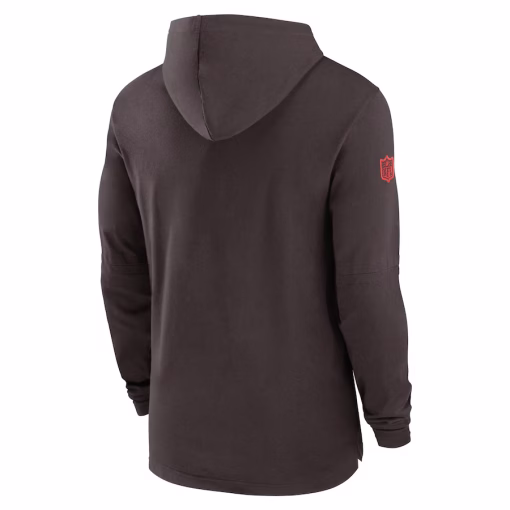 Cleveland Browns Nike Sideline Hoodie Performance Long Sleeve T-Shirt – Brown - Image 3