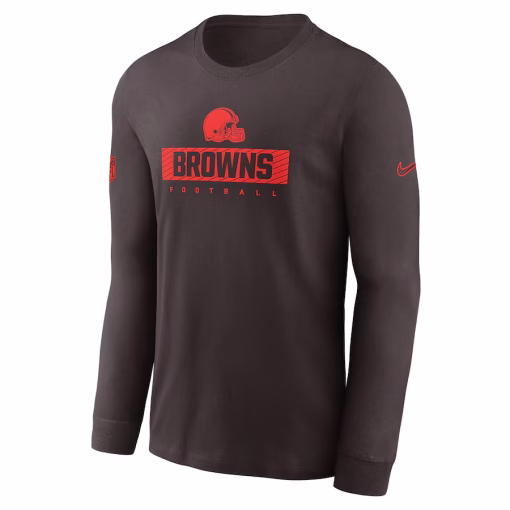Cleveland Browns Nike Sideline Performance Long Sleeve T-Shirt – Brown - Image 2