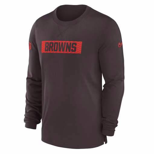 Cleveland Browns Nike Sideline Player Performance Long Sleeve T-Shirt – Brown - Image 2