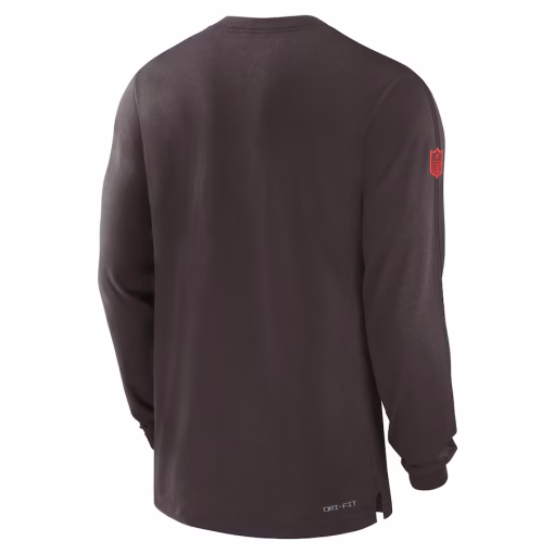 Cleveland Browns Nike Sideline Player Performance Long Sleeve T-Shirt – Brown - Image 3