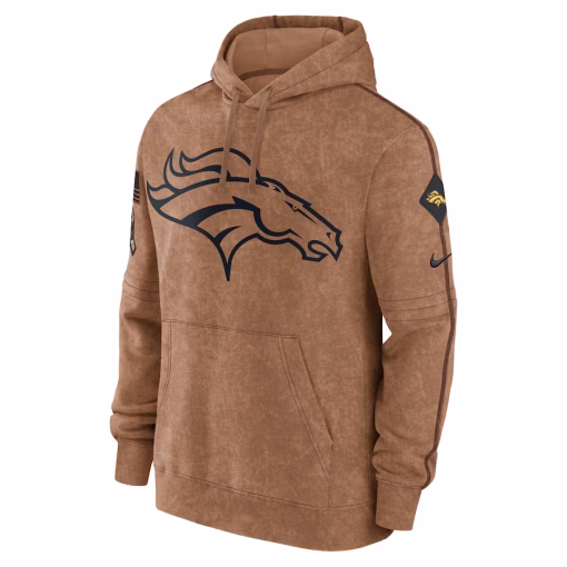 Men’s Nike Brown Denver Broncos Salute To Service Club Pullover Hoodie - Image 2