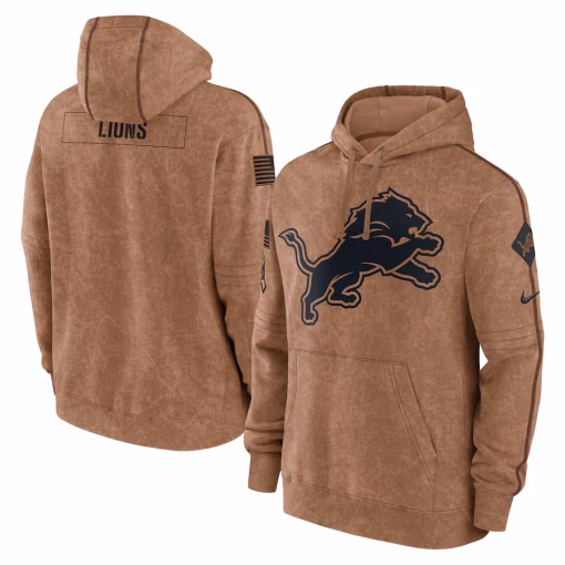 Men’s Nike Brown Detroit Lions Salute To Service Club Pullover Hoodie