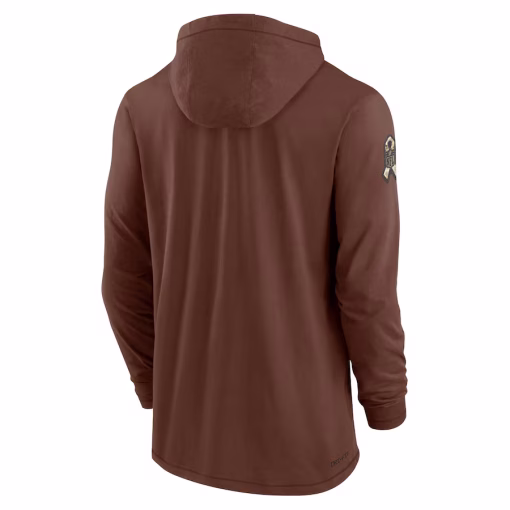 Men’s Nike Brown Detroit Lions Salute To Service Lightweight Long Sleeve Hoodie T-Shirt - Image 3