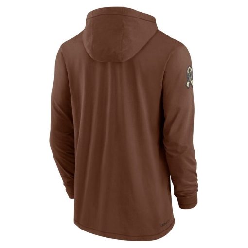 Men’s Nike Brown San Francisco 49ers Salute To Service Lightweight Long Sleeve Hoodie T-Shirt - Image 3