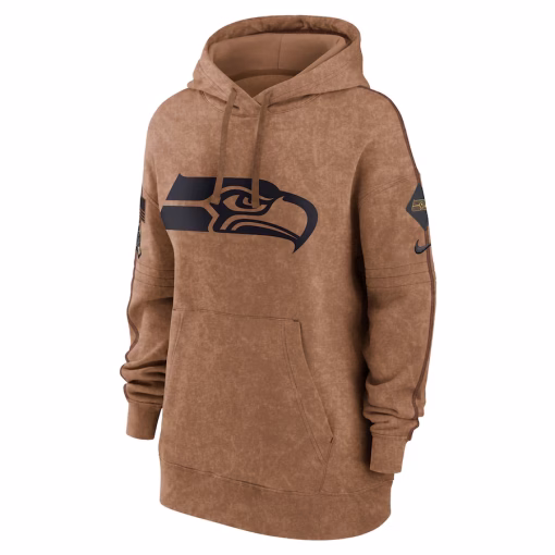 Men’s Nike Brown Seattle Seahawks Salute To Service Pullover Hoodie - Image 2
