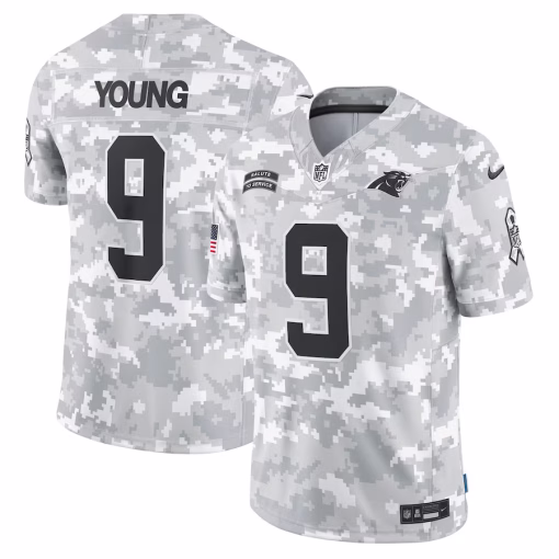 Bryce Young Carolina Panthers Nike 2024 Salute to Service Limited Jersey – Arctic Camo