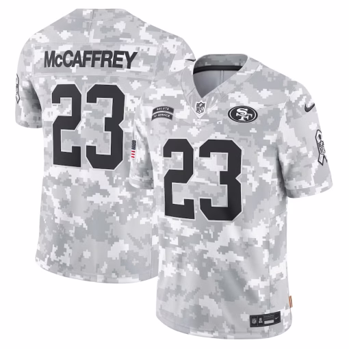 Christian McCaffrey San Francisco 49ers Nike 2024 Salute to Service Limited Jersey – Arctic Camo