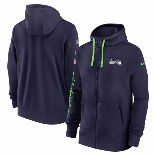 Seattle Seahawks Nike 2024 Sideline Club Full-Zip Hoodie – College Navy