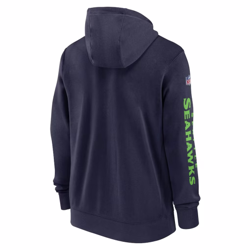 Seattle Seahawks Nike 2024 Sideline Club Full-Zip Hoodie – College Navy - Image 3
